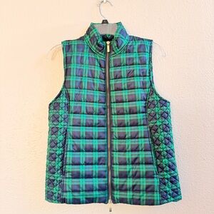 Vineyard Vines green blue plaid quilted vest